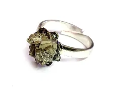 ASTROGHAR Natural Golden Peru Pyrite Raw Rough Uneven Cut Shaped Crystal Free Size Ring For Men And Women-thumb2