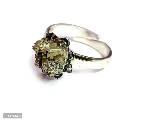 ASTROGHAR Natural Golden Peru Pyrite Raw Rough Uneven Cut Shaped Crystal Free Size Ring For Men And Women-thumb3
