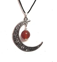 ASTROGHAR Natural Carnelian Moon Pendant For Men And Women For Reiki Healing-thumb1