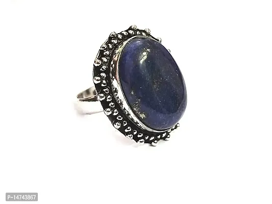 Astroghar Natural lapis Lazuli Oval Shaped Crystal Ring For Women And Men For Reiki Chakra Healing-thumb3
