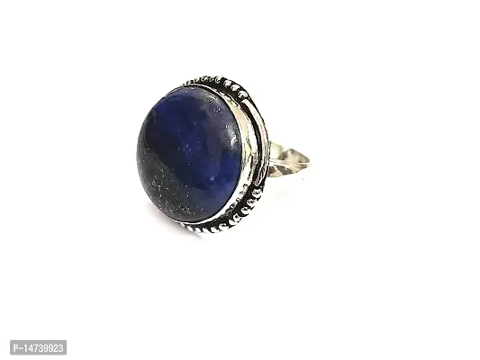 Astroghar Natural lapis Lazuli Round Shaped Crystal Ring For Women And Men For Reiki Chakra Healing-thumb0