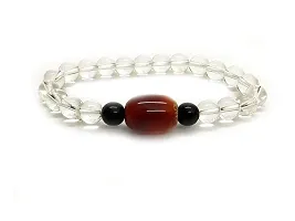 Astroghar Red sulemani hakik King Agate Clear Quartz Crystal stretch bracelet-thumb1