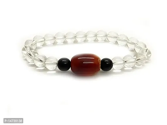 Astroghar Red sulemani hakik King Agate Clear Quartz Crystal stretch bracelet-thumb2