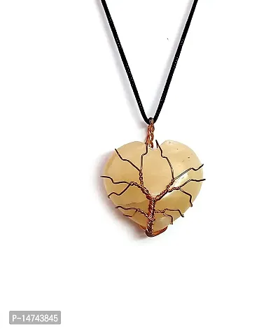 ASTROGHAR Natural Yellow Aventurine Tree Of Life Heart Shaped y Pendant For Men And Women