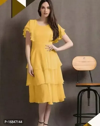 Stylish Yellow Silk Solid  For Women