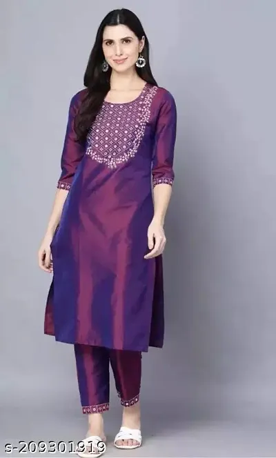 Art Silk Embroidered Kurta Bottom For Women