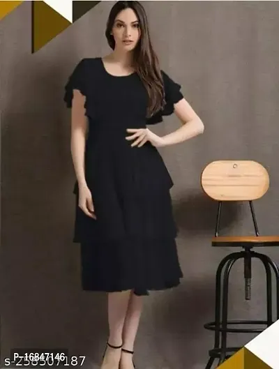 Stylish Black Silk Solid  For Women-thumb0