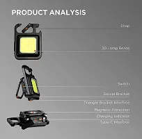 Portable Small Led Keychain Flashlights COB Work Light 2000Lumens Rechargeable Waterproof 4 Light Modes Mini COB Working Flashlights Collapsible Bracket and Strong Magnet-thumb1