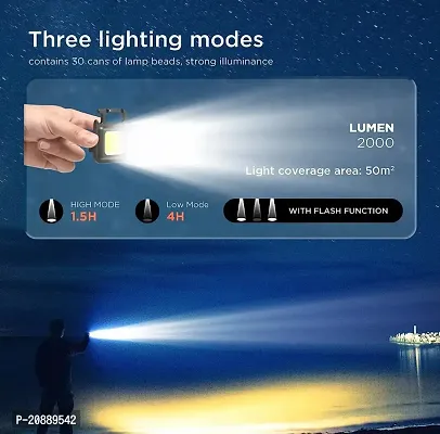 Portable Small Led Keychain Flashlights COB Work Light 2000Lumens Rechargeable Waterproof 4 Light Modes Mini COB Working Flashlights Collapsible Bracket and Strong Magnet-thumb4