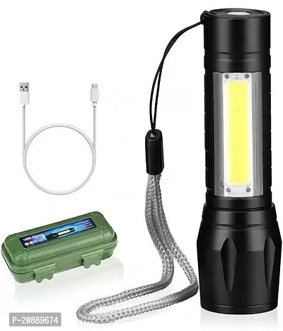 Led Flashlight Rechargeable USB Mini Torch Light, Ultra Brightest Small Flash Light Handheld Pocket Compact Portable Tiny Lamp with COB Side Lantern, High Powered Tactical Travel Flashlights-thumb0
