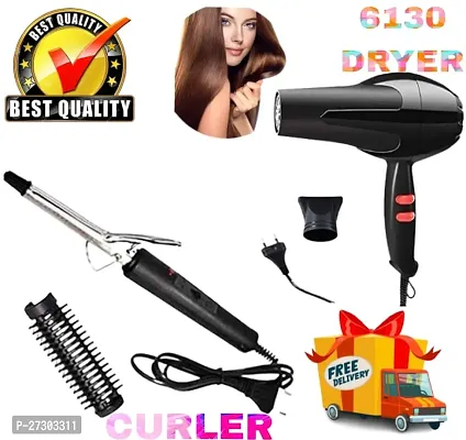 Hair Dryer For Women Nova 6130 1800 Watts Black/Red and Women's 471-B Brush Style Hair Curler