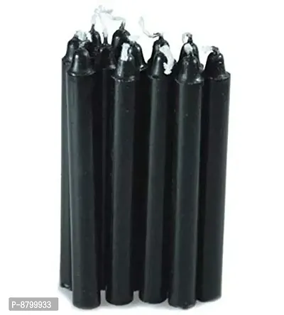 Pack of 10 pcs 5 Inch14mm Premium Black Taper Candles 5 Inch, Black Household Candles (Pack of 10 Pcs) (5 INCH, 14mm) (Black)-thumb0