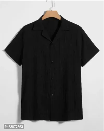 Reliable Black Cotton Solid Short Sleeves Casual Shirt For Men