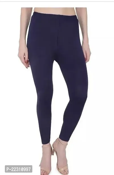 Fabulous Navy Blue Cotton Lycra Solid Leggings For Women-thumb0