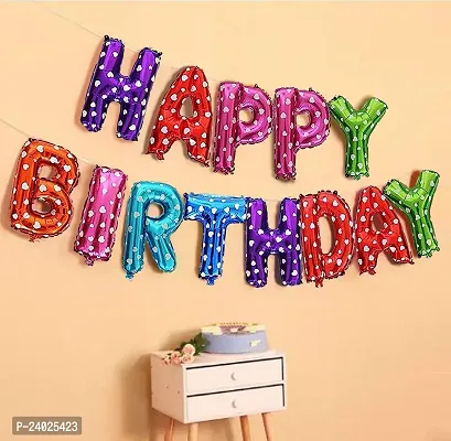 ND (16 Inch) Happy Birthday Letter Foil Balloon Birthday Party Supplies , Happy Birthday Balloons for Party Decoration - Multicolour (Star)