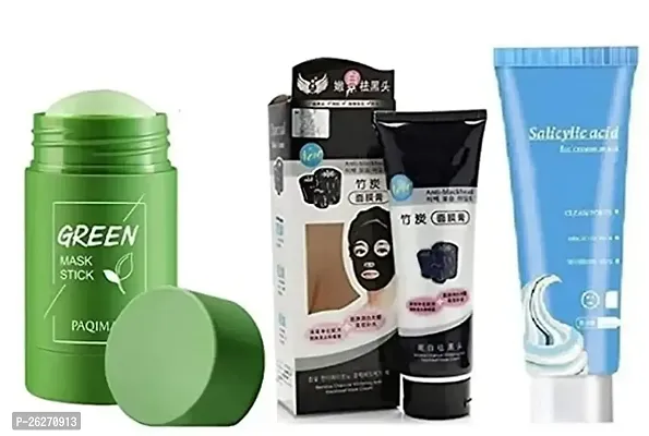 VAGONS GREEN STICK MASK Green Tea Solid Mask, Purifying Clay Mask, Face Moisturizes Oil Control With Ice Cream Mask Acne Moisturizing Mask Blackheads Remover Brighten and whiten with charcoal mask com-thumb0