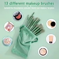 Fix+ Plus 13pcs Makeup Brush Set Makeup Brushes Foundation Powder Eyeshadow Eyebrow Brush Set Celebrity Cosmetic Tool Brush with Green Bag Synthetic Kabuki Compatible Tool Kit-thumb3