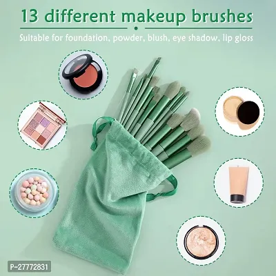 Fix+ Plus 13pcs Makeup Brush Set Makeup Brushes Foundation Powder Eyeshadow Eyebrow Brush Set Celebrity Cosmetic Tool Brush with Green Bag Synthetic Kabuki Compatible Tool Kit-thumb4