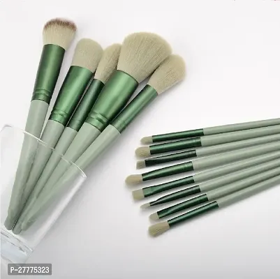 13pc Makeup Brush Set with soft fluffy pouch cosmetic makeup brush set pack of 13 with travel bag (green)