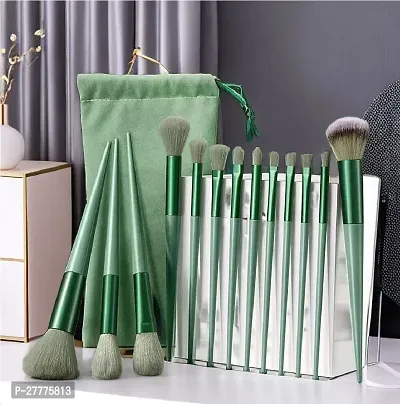 Professional Fix+ Plus 13pcs Makeup Brush Set Makeup Brushes Foundation Powder Eyeshadow Eyebrow Brush Set Celebrity Cosmetic Tool Brush with Green Bag Synthetic Kabuki Compatible Tool Kit-thumb0