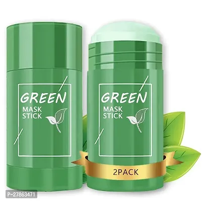 Green Tea Mask Stick for Face, Blackhead Remover with Green Tea Extract, Deep Pore Cleansing, Moisturizing, Skin Brightening All Skin Types of Men and Women (Pack 2)