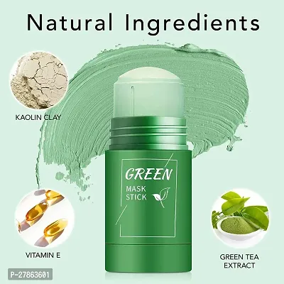 Green Tea Mask Stick for Face Purifying Anti-Acne Oil Control Blackhead Remove Face Mask for Men  Women (Green)-thumb2