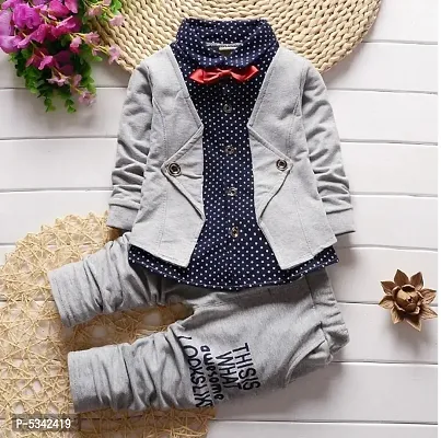 Boys Lycra Blazer Style Shirt and Pant Set-thumb0