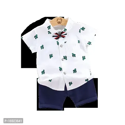 Half Sleeves Thor Print Shirt  Shorts Set - White  Navy-thumb3
