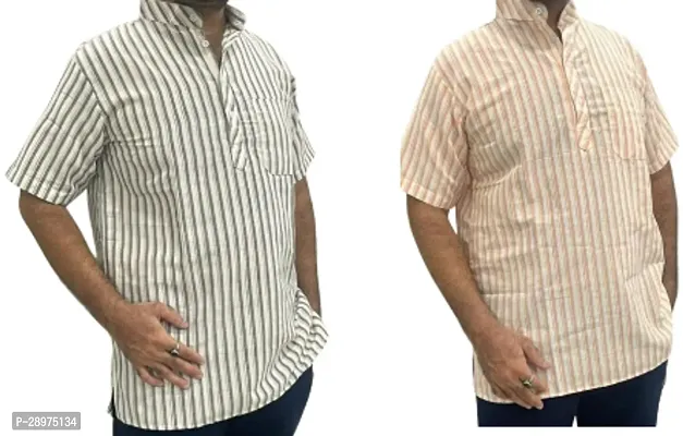 Stylish Multicoloured Cotton Casual Shirt For Men Pack Of 2-thumb0