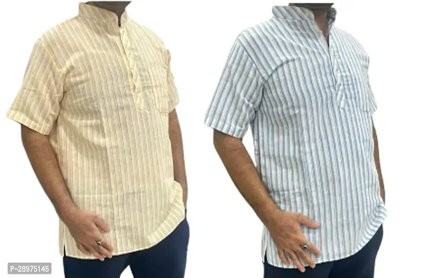 Stylish Multicoloured Cotton Casual Shirt For Men Pack Of 2-thumb0