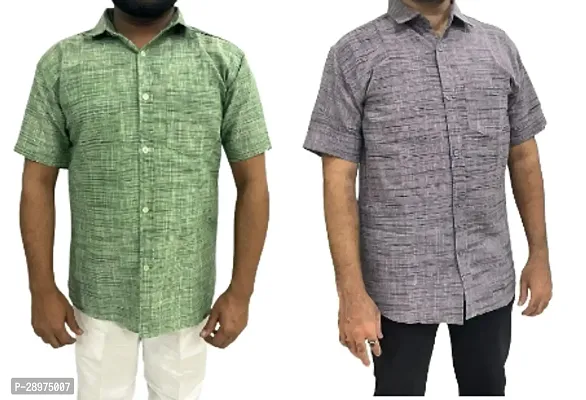 Stylish Multicoloured Cotton Casual Shirt For Men Pack Of 2-thumb0