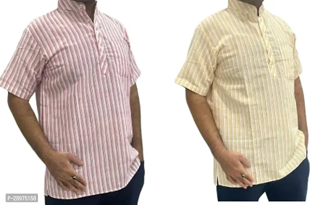 Stylish Multicoloured Cotton Casual Shirt For Men Pack Of 2-thumb0