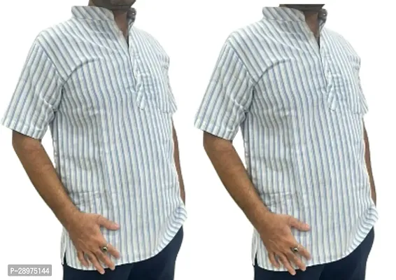 Stylish Multicoloured Cotton Casual Shirt For Men Pack Of 2-thumb0