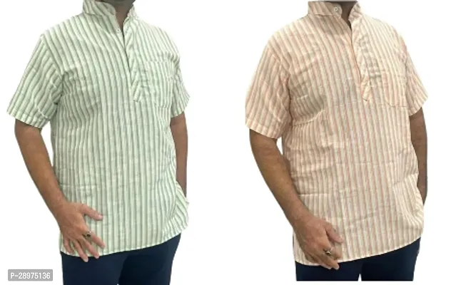 Stylish Multicoloured Cotton Casual Shirt For Men Pack Of 2-thumb0