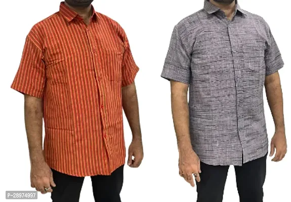 Stylish Multicoloured Cotton Casual Shirt For Men Pack Of 2-thumb0