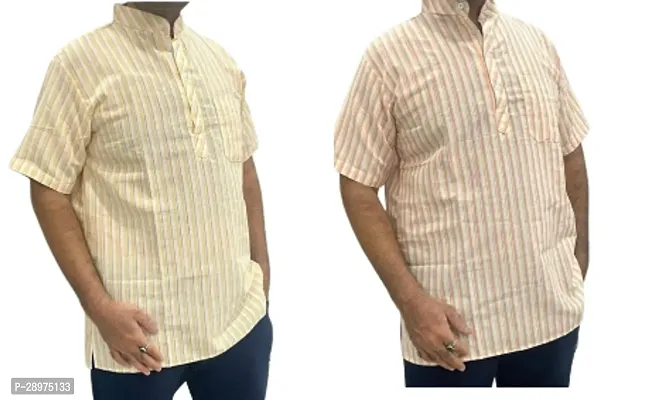 Stylish Multicoloured Cotton Casual Shirt For Men Pack Of 2-thumb0