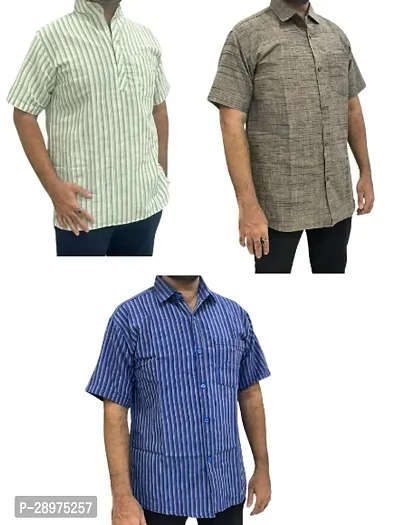 Stylish Multicoloured Cotton Casual Shirt For Men Pack Of 3-thumb0