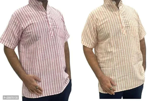 Stylish Multicoloured Cotton Casual Shirt For Men Pack Of 2-thumb0