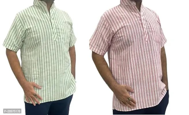 Stylish Multicoloured Cotton Casual Shirt For Men Pack Of 2-thumb0