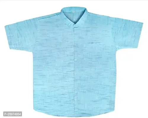 Stylish Blue Cotton Casual Shirt For Men-thumb0