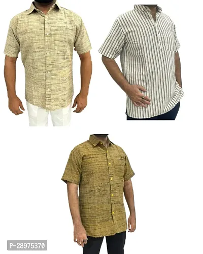 Stylish Multicoloured Cotton Casual Shirt For Men Pack Of 3-thumb0