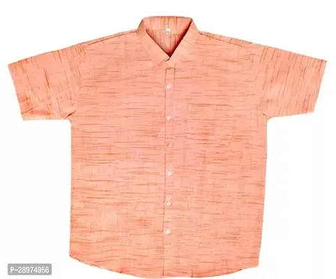 Stylish Orange Cotton Casual Shirt For Men-thumb0