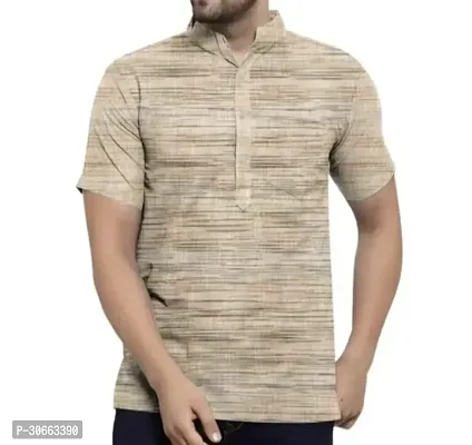 Trendy Khadi Striped Short Kurta For Men