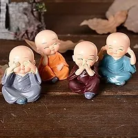 Shivam Fashion Home Decors Small Monk Multicolor polyresins Buddha Statue Colorful Monk Idols Set for Car Dashboard-thumb1