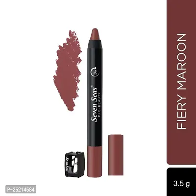 Seven Seas Non Transfer Crayon Lipstick Bold and Silky Matte Finish Lipstick, Lasts Up to 24 hours | Lipstick Matte Finish | Waterproof | Won't Smudge Crayon lipstick (Fiery Marron)-thumb2