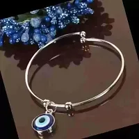 Shivam Fashion Round Evil Eye Silver Charm Bangle Bracelet for Women  Girls Friendship Bracelet Anklet Protection (pack of 2)-thumb2