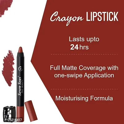 Seven Seas Non Transfer Crayon Lipstick Bold and Silky Matte Finish Lipstick, Lasts Up to 24 hours | Lipstick Matte Finish | Waterproof | Won't Smudge Crayon lipstick (Red Apple)-thumb4