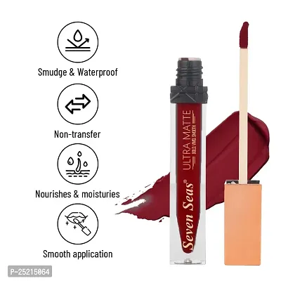 Seven Seas Ultra Smooth Matte Liquid Lipstick Smooth Lip Color, Weightless Finish, Silky Matte Finish, Iconic Lip, Matte Finish (Rose Bud Cherry)-thumb4