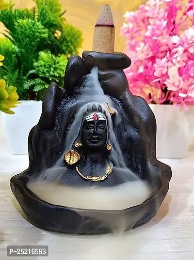 Shivam Fashionn Adiyogi Dhyana Mudra Idol Fountain Smoke Backflow Cone Incense Holder Decorative Showpiece Smoke Backflow-thumb2