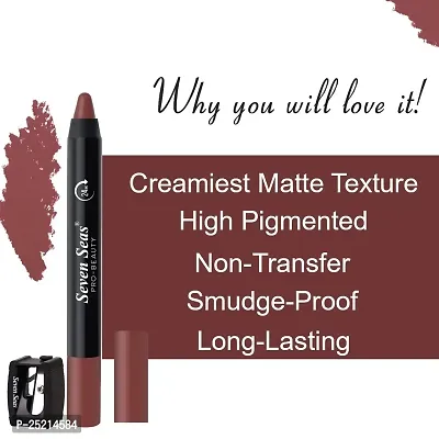 Seven Seas Non Transfer Crayon Lipstick Bold and Silky Matte Finish Lipstick, Lasts Up to 24 hours | Lipstick Matte Finish | Waterproof | Won't Smudge Crayon lipstick (Fiery Marron)-thumb3